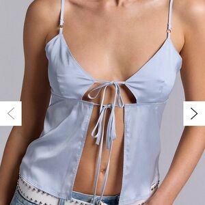 Silence + Noise Courtney Open Tie Front Silk Cami Tank Y2K Top Size S